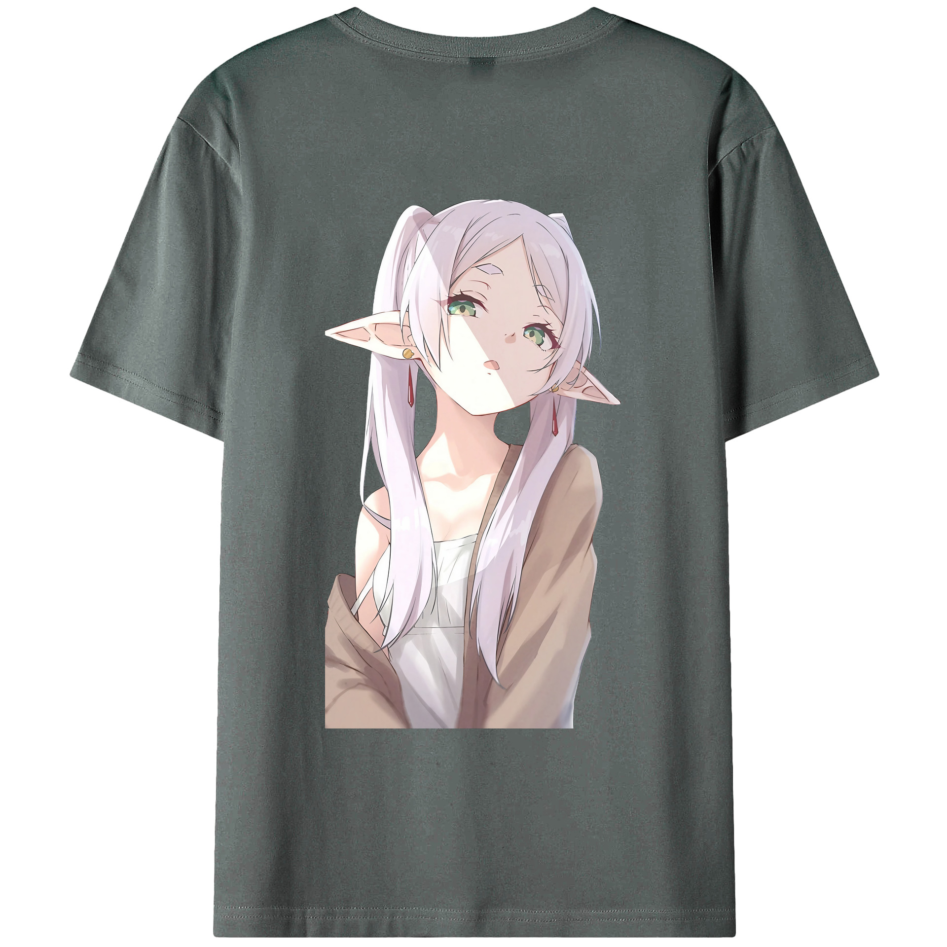 （画像用） 葬送のフリーレン Frieren 綿100％ メンズ半袖Tシャツ（バックプリント） 通気性